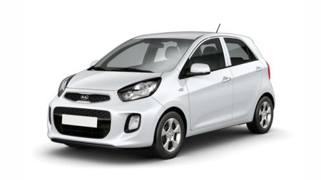 2025 Kia Picanto hatchback parked on a city street in Pakistan, highlighting its compact design and fuel efficiency