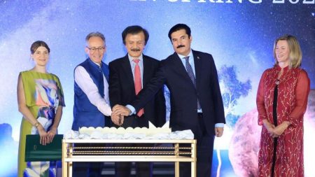 Guests enjoying Australia Day 2025 at Australian High Commission in Islamabad with cultural displays and greenery