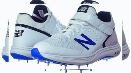 Cricket shoes on grass field showing latest prices in Pakistan 2025