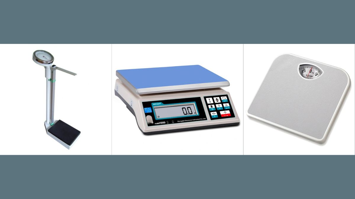 Various types of electronic digital scales including kitchen, body weight, and commercial scales in Pakistan 2025