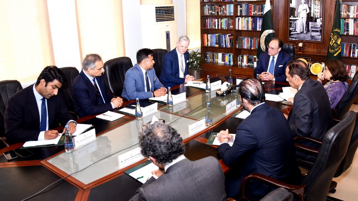 Finance Minister Muhammad Aurangzeb meeting with Deloitte delegation on climate resilience and population stabilization initiatives