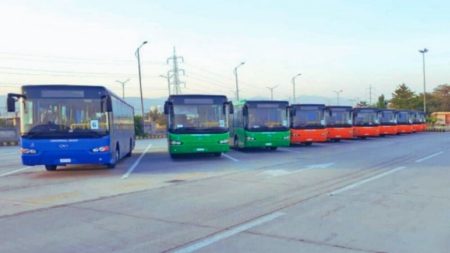 Electric bus parked at CDA terminal in Islamabad, showcasing modern eco-friendly public transport