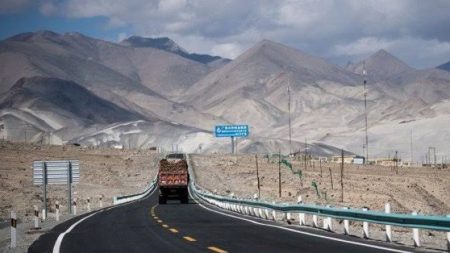 Aerial view of proposed Peshawar DI Khan motorway showing road development in Khyber Pakhtunkhwa