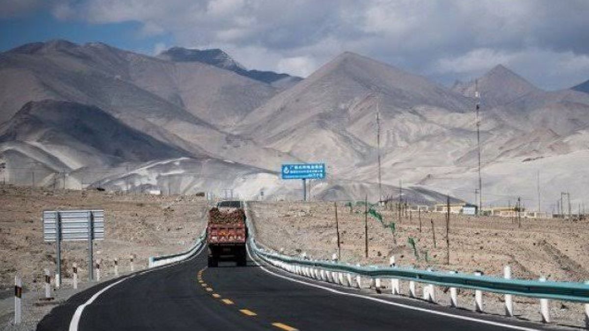 Aerial view of proposed Peshawar DI Khan motorway showing road development in Khyber Pakhtunkhwa