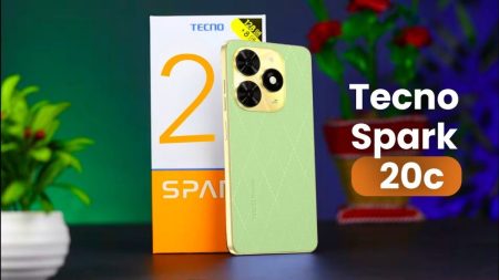 Tecno Spark 20C in Alpenglow Gold color – 2025 model