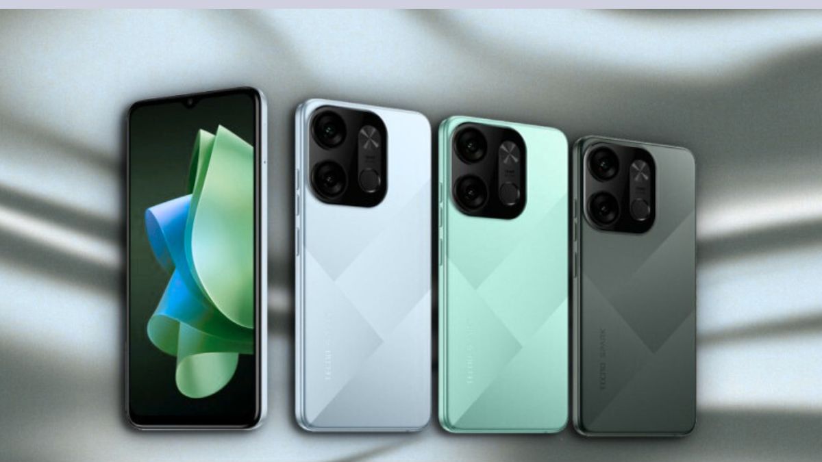 Tecno Spark Go 2023 mobile phone in blue color front and back view with specs highlights