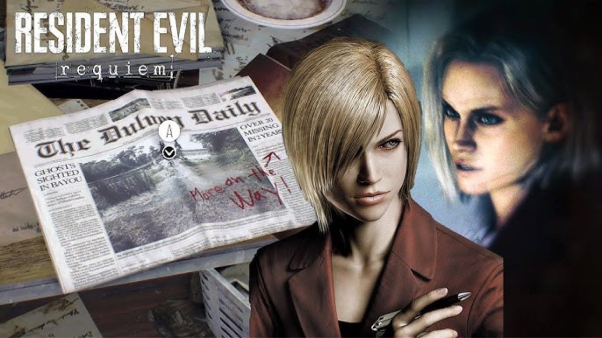 Alyssa Ashcroft holding a handgun in Resident Evil Outbreak scene