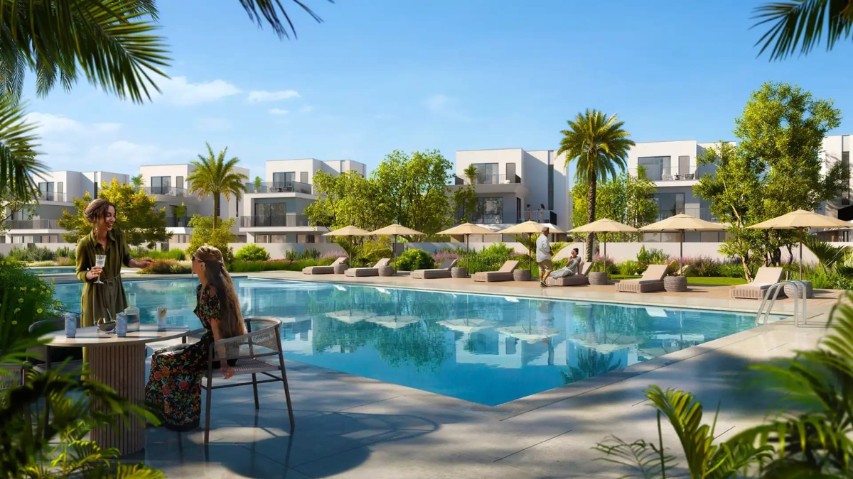 Aerial view of Bahria Town Dubai in Dubai South showcasing luxury villas and green spaces