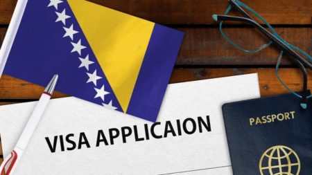 Pakistani applicant submitting documents for Bosnia work visa in 2025