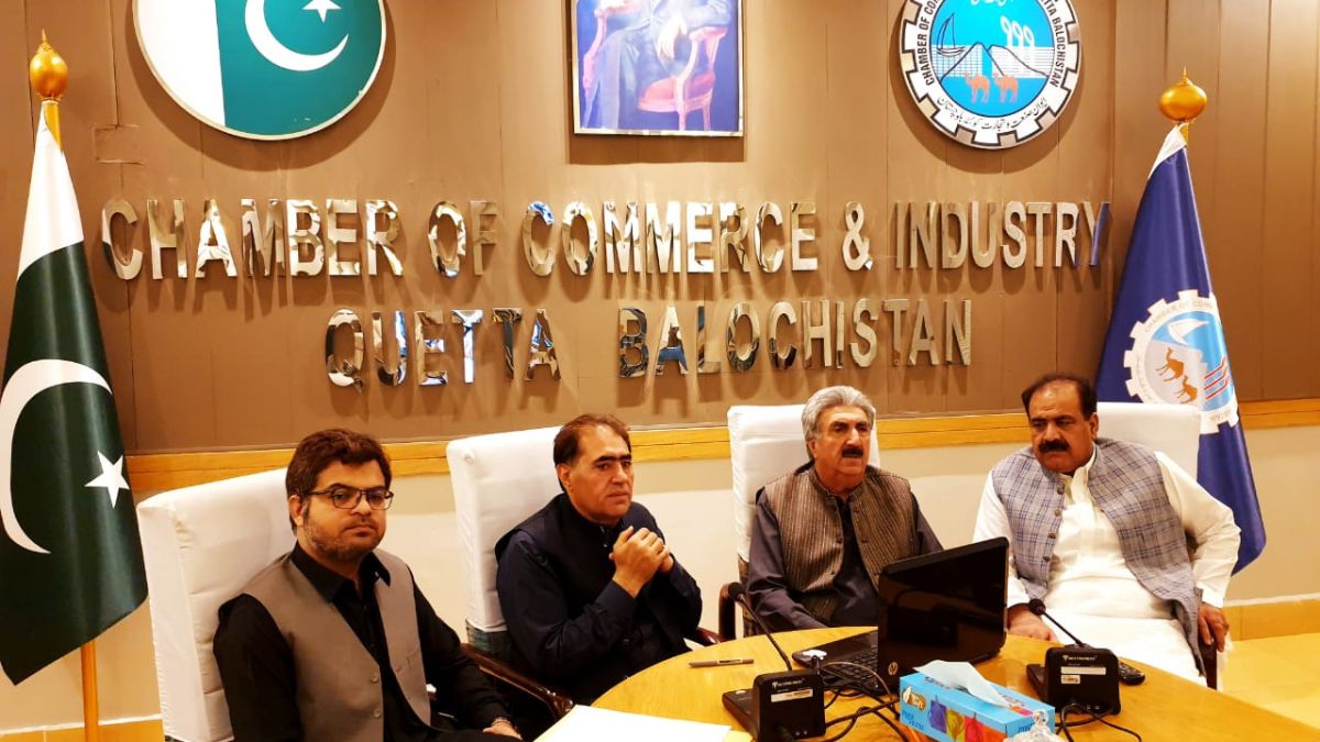 A view of the Chamber of Commerce Quetta building with business professionals networking in Balochistan