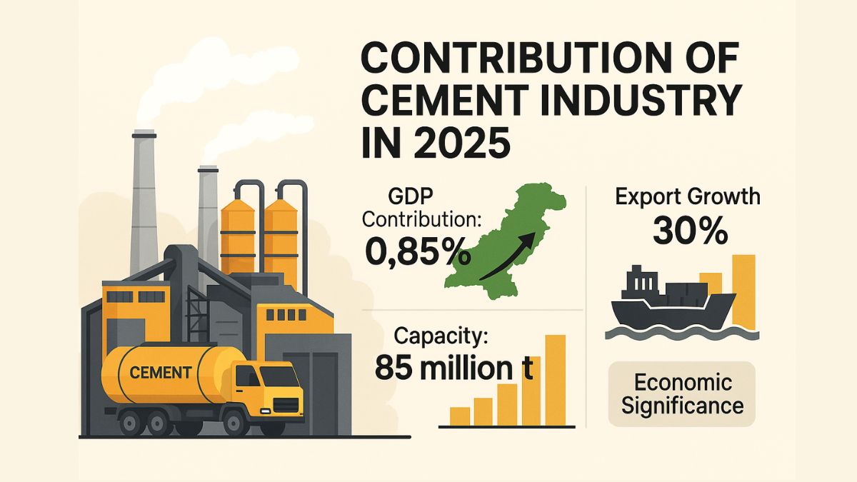 Cement production plant in Pakistan contributing to GDP