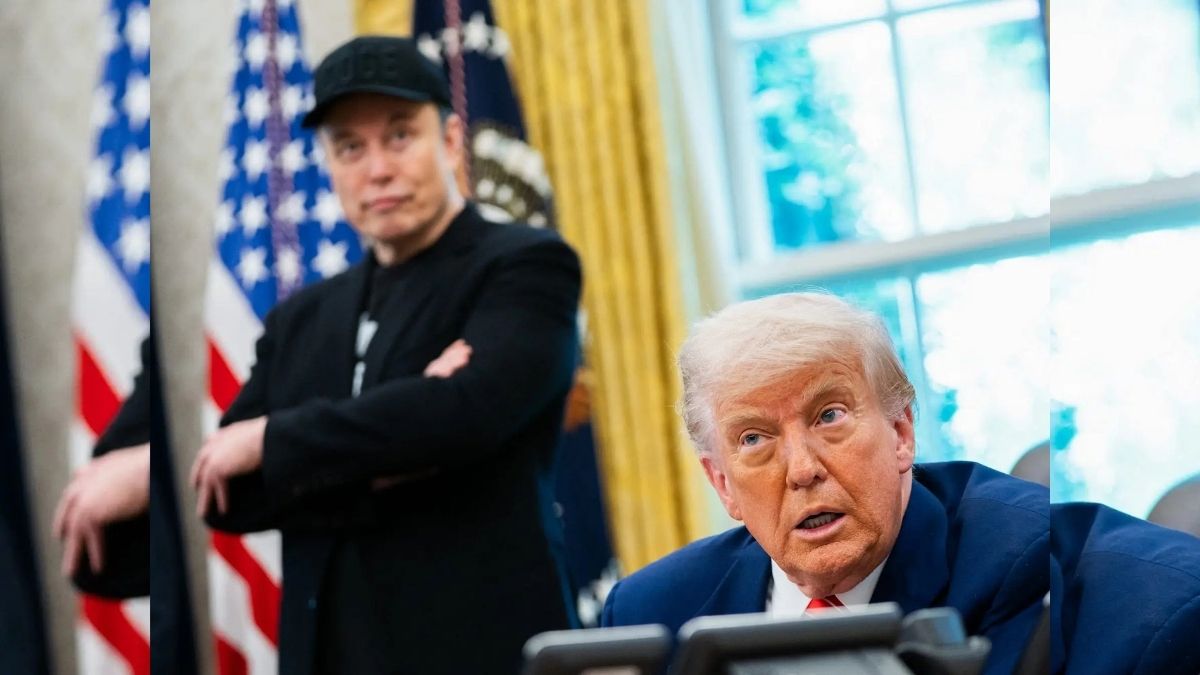 Screenshots of Elon Musk and Donald Trump tweets during 2025 political feud