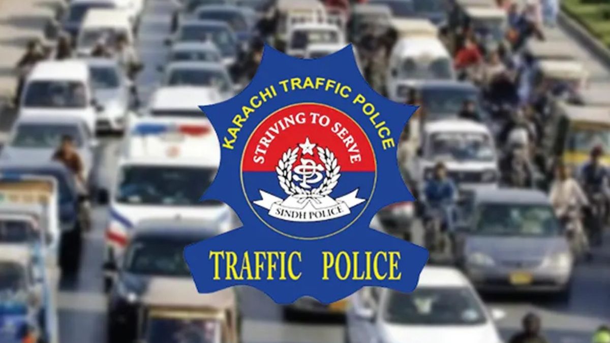 Karachi Traffic Police officers directing traffic in Karachi city