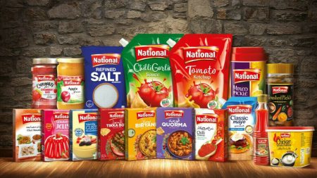 Packaged food products by National Food Factory Pakistan on display