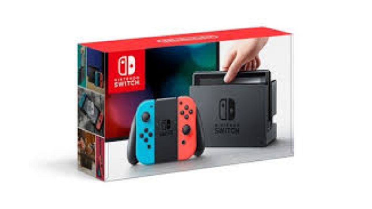 Nintendo Switch with Joy-Con controllers and game cartridges in Pakistan