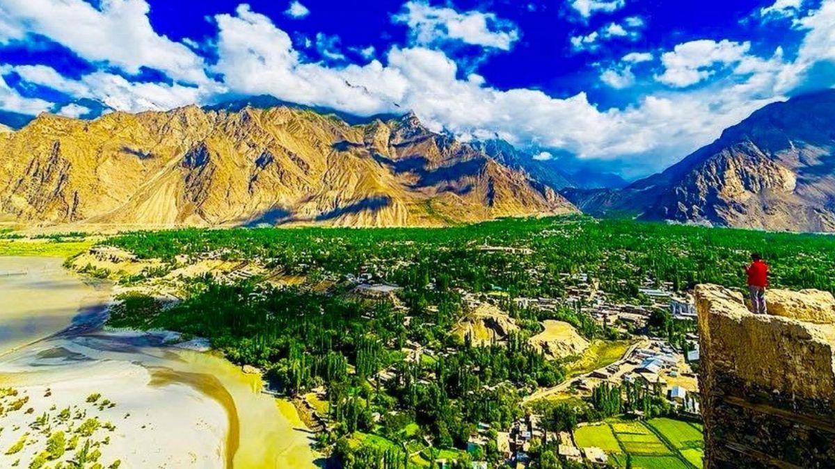 Beautiful view of Skardu valley with mountains and lakes in Gilgit-Baltistan, Pakistan