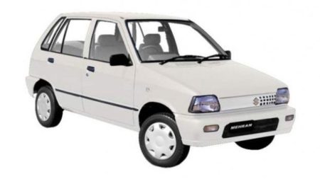 Side view of Suzuki Mehran showing full length in feet with dimensions