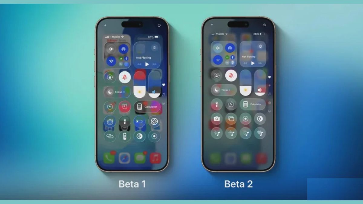iOS 26 Beta 2 Control Center with Liquid Glass and Alt 1 tone