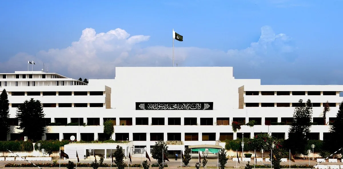 Image showing the Parliament building in Islamabad or a close-up of budget documents with charts, symbolizing legislative approval of national finance.