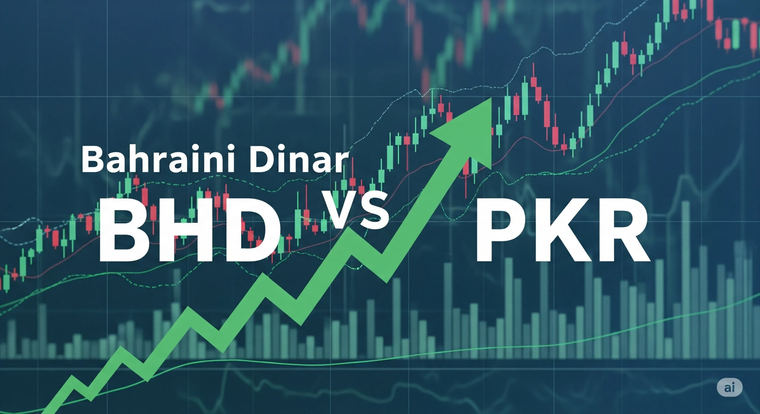 Image displaying currency exchange symbols or a graph showing the appreciation of the Bahraini Dinar against the Pakistani Rupee.