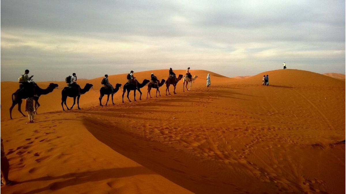 Scenic view of the Cholistan Desert showing sand dunes and Derawar Fort