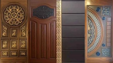 Fiber doors display in Lahore with modern wood-like finishes and waterproof material