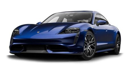 Side view of Porsche Taycan 2025 electric car in Pakistan