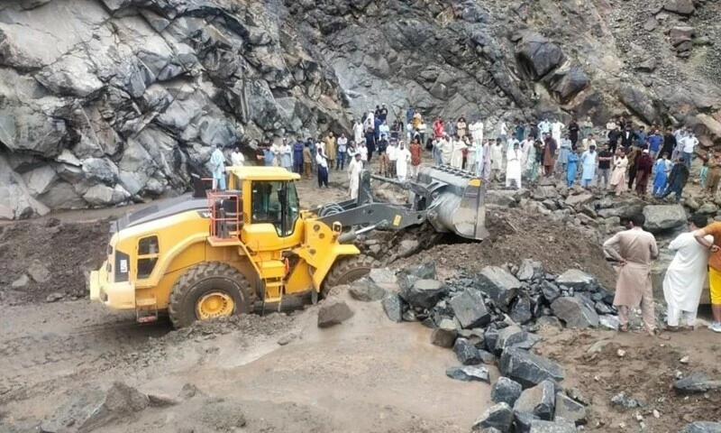 The Karakorum Highway was closed on Monday following severe flooding and landslides caused by heavy monsoon rains in the Diamer district.