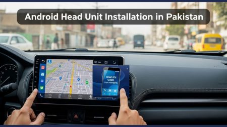 Android Head Unit Installed in Car Dashboard Pakistan