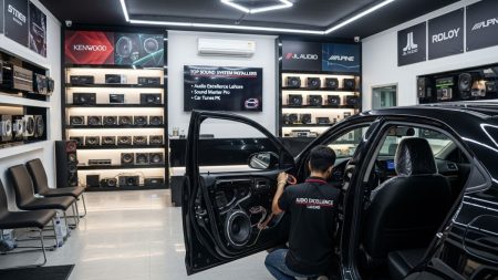 Car audio installation in Lahore with premium speakers and subwoofer setup