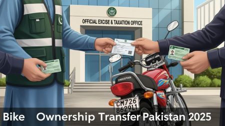 Motorcycle being transferred to new owner in Pakistan 2025