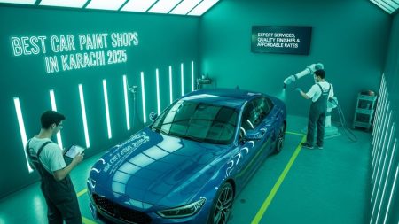 Professional spray booth car painting in Karachi auto body shop