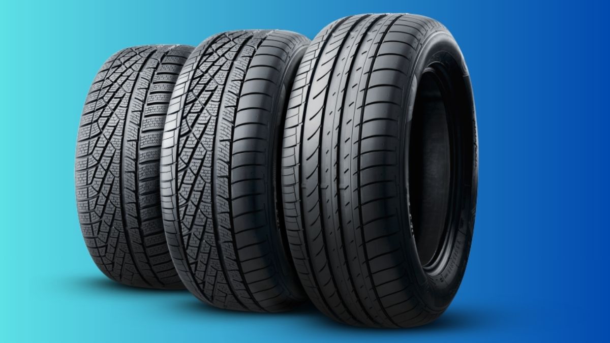 Car tyres stacked at a tyre shop in Lahore