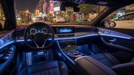 Car interior ambient LED lighting installed in Pakistan