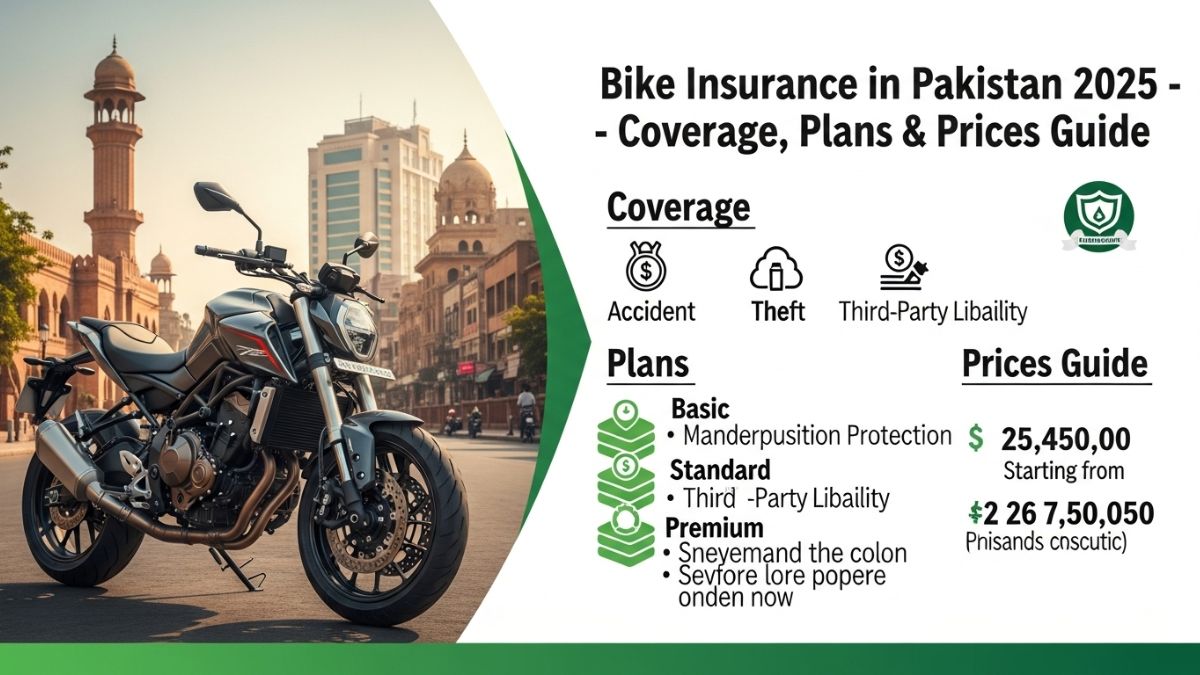 Motorbike rider with helmet on Karachi road insured in 2025