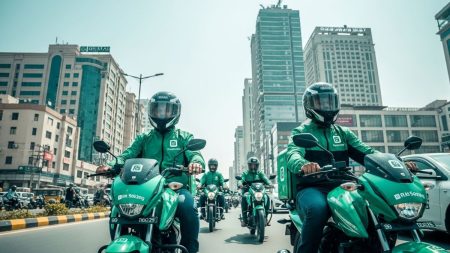 Ride-sharing bikes in Pakistan 2025 showing motorbikes on urban roads with modern mobility services