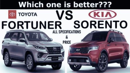2025 Toyota Fortuner and Kia Sorento side-by-side price and features comparison in Pakistan