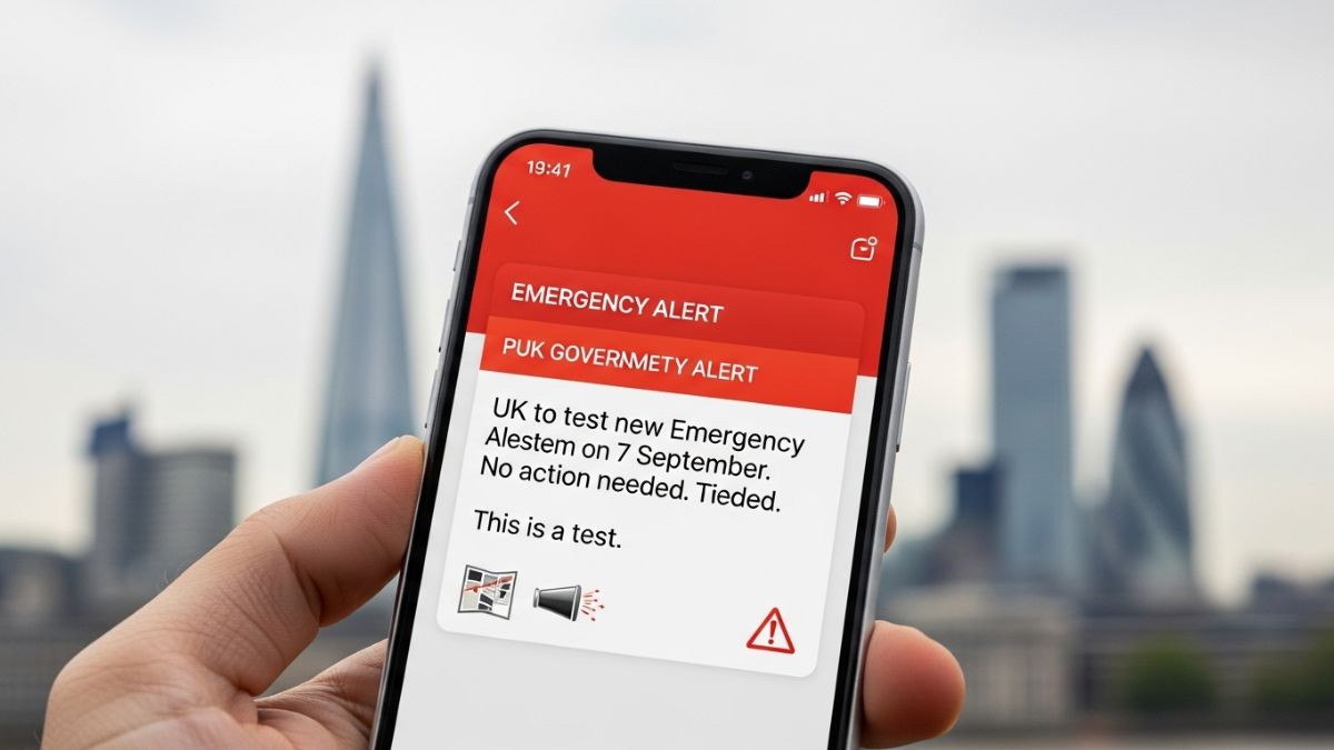 UK emergency alert system test on mobile phones, 7 September 2025