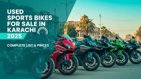 Used sports bikes parked in Karachi streets 2025