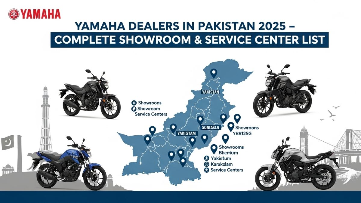 Authorized Yamaha 3S dealer showroom with motorcycles in Pakistan