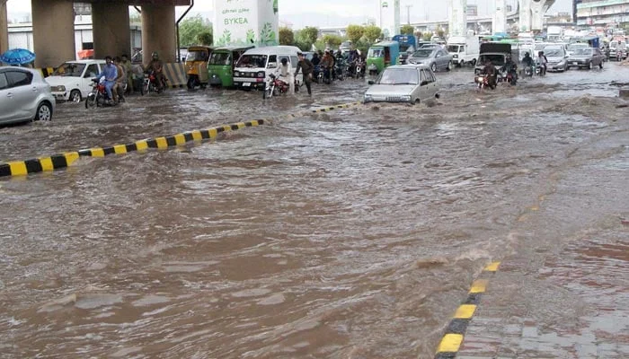 Karachi Roads Flooded as Heavy Rainwater Accumulates